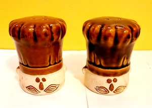 Chefs Tall Hats Salt & Pepper Shaker Vintage Novelty Ceramic Free Shipping - Picture 1 of 3