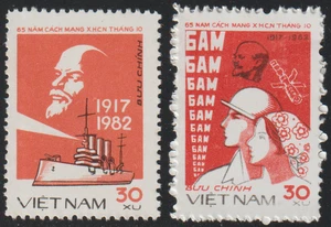 1982 Vietnam Stamps Russian Revolution 65th Anniv. Scott # 1229-1230 MNH - Picture 1 of 1