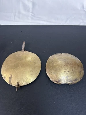 CLOCK PARTS - 2 X ANTIQUE HEAVY LONGCASE CLOCK PENDULUM BOBS - Image 1 of 4
