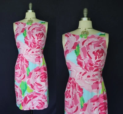 Lilly Pulitzer Collins Dress Hotty Pink First Impression rose shift silk vintage - Image 1 of 4