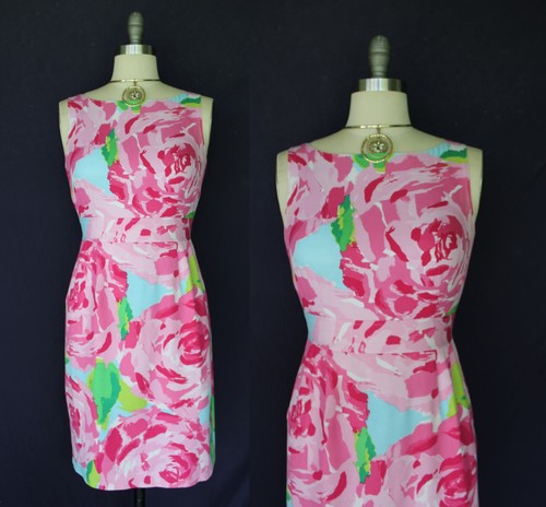 VETEMENTS Abito Lilly Pulitzer Collins rosa caldo prima impressione rosa tubino seta vintage