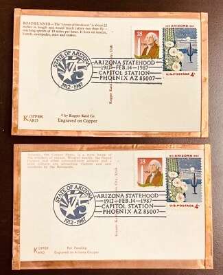 1192 Köpper Kard Postcards Lot of 2 Copper AZ Statehood Postcards  - Image 1 of 2