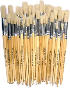 Major Brushes Flat Tip Hog - Bristle Short Round Brushes: Assorted Pack of 60 - Picture 1 of 1