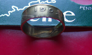 1992 Irish Brass Coin Ring Size 11, Other years available, Sizable, 7mm tall