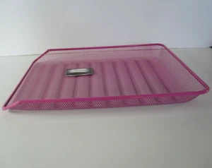 Front Load Single Wire Mesh Office Desk Organizer Letter File Tray Pink - Picture 1 of 3