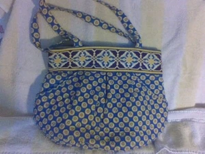 Vera Bradley large Tote "RIVIERA BLUE" Handbag blue yellow cotton - Picture 1 of 10