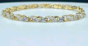 Natural Tanzanite 14k Yellow & White Gold Bracelet – 7.2 Inches - Picture 1 of 3