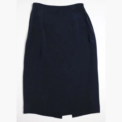 NWT Vintage Jones NY Petite Women Size MP 100% Silk Midi Skirt Navy Blue Office - Image 1 of 4