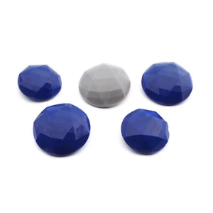 Lot (5) Czech 1930's Art Deco vintage geometric blue grey glass buttons - Picture 1 of 3