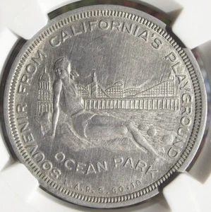 1933 Santa Monica Breakwater Medal "LARSCO 10" HK-687 MS63 NGC California Token - Picture 1 of 6