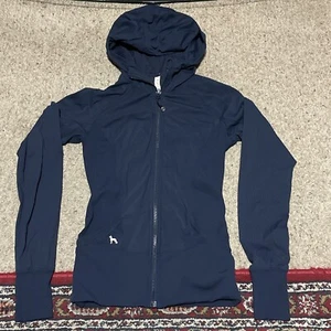 Lululemon Navy Inkwell Blue In Flux Reversible Jacket Zip Front Hooded Sz 6 - Picture 1 of 12