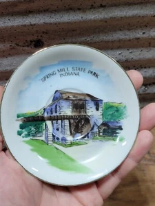 Vintage Spring Mill State Park Indiana Plate Japan Handpainted Mitchell IN - Picture 1 of 3