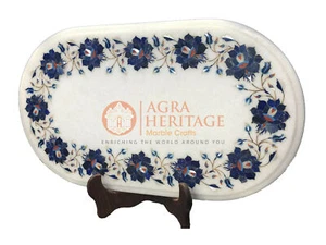 12"x16" Marble Coffee Side Outdoor Table Lapis Lazuli Inlay Christmas Decor E122 - Picture 1 of 4