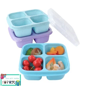 3PCS Snack Containers Reusable 4 Compartment Divided Food Storage Containers - Picture 1 of 10
