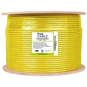 “True Cable” Shielded Outdoor Cat6 Ethernet Cable - 1000ft - Yellow - New - Afbeelding 1 van 2