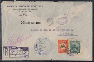 Venezuela - 25 de noviembre de 1945 Cubierta Censurada Registrada a Aruba - Imagen 1 de 2
