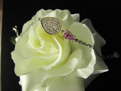 Pinkfarbener Ceylon-Saphir-Armband, 925er Silber,Echtheitszertifikat u.Box - Bild 1 von 4