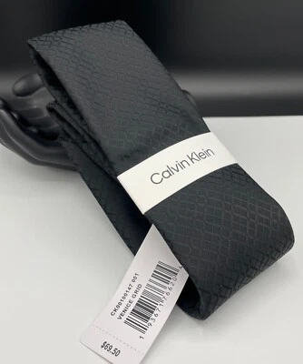 Corbata de poliéster para hombre Calvin Klein ~ negra ~ rejilla Venice ~ nueva precio de venta sugerido por el fabricante: 69,50 USD Foto 1 de 4