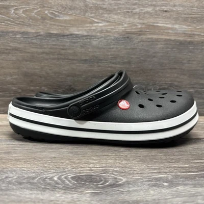 Crocs Crocband Zueco Zapatos Mujer Talla 8 Hombre 6 Negro Blanco Sandalias Comodidad Foto 1 de 4