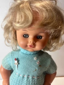 Vintage SEBINO Talking Doll 60s Italy/Japan Blonde 45cm w/ Legacy & Qantas Pins - Picture 1 of 7