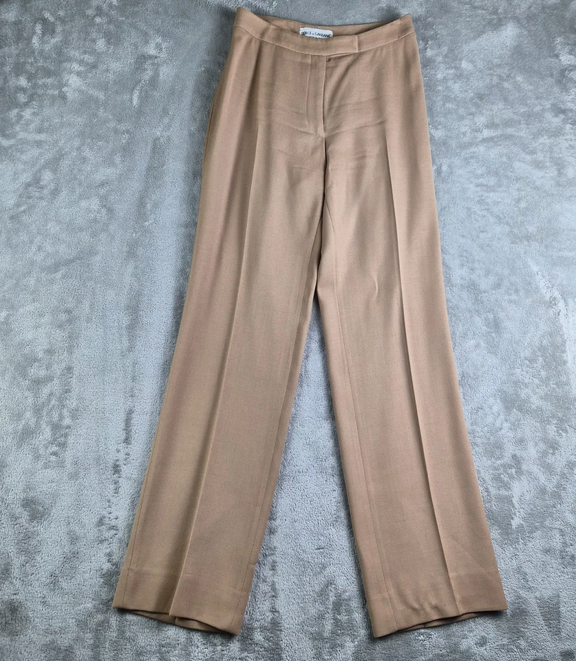 Calça Dolce & Gabbana lã marrom camelo elegante chique feita na Itália - Imagem 1 de 4