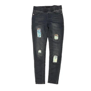 Mermaid Flip It Sequins: Justice Dark Wash Mid Rise Jean Legging Girls 14  - Picture 1 of 7