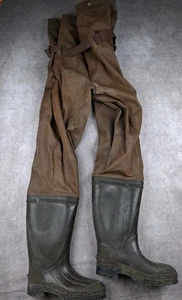 Lacrosse Hip Waders Brown Waterproof Rubber Hunting Fishing Men Medium Made US - Picture 1 of 3