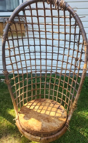Modern Rattan Wicker Bamboo Swinging Hanging Patio Egg Chair As Is Can Sit ON Cover