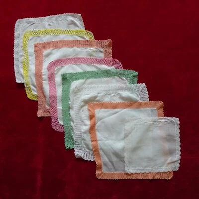 Pañuelo Pañuelo Vintage Blanco Lote de 8 Bordes de Encaje Foto 1 de 4