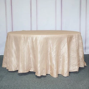 BEIGE 120" Fisarmonica Cringle TOVAGLIA ROTONDA TAFFETA Decorazioni Festa di Matrimonio - Foto 1 di 8