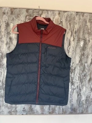 Men's FLYLOW Full Zip Puffer Down Vest-Maroon, Blue-Size Medium - Image 1 of 4