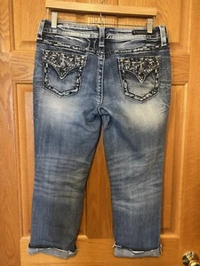 Pantalones de mezclilla CL34 VIGOSS Dallas Capri Heritage Fit elásticos con tachuelas para mujer 7/8 - Imagen 1 de 8