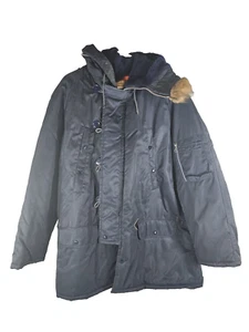 Vintage Arctic Parka by Envoy Flying Jacket Blue Faux Fur Hood L #3622 - Picture 1 of 7
