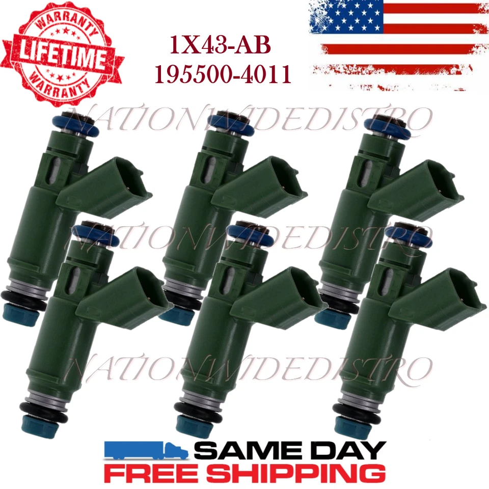 6x Inyectores de combustible Denso OEM para Jaguar X-Type 2002-2008 2,5 L 3,0 L V6 1X43-AB Foto 1 de 4