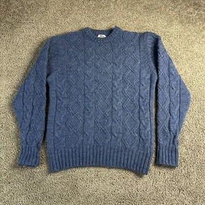 VINTAGE 60s Woolrich Fishermans Sweater Mens L Blue 100% Wool Made In England - Picture 1 of 9