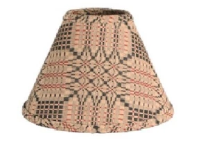 Lamp Shade 12 inch Colonial Style Jacquard Beige Black Red Trenton Ring Clip - Picture 1 of 2