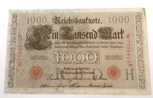Reichsbanknote 1000 Mark / Reichsmark 21. April 1910 / Nr.7798918 E - Bild 1 von 2