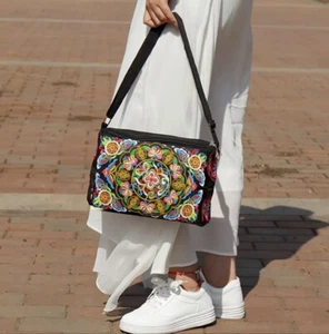 New Women’s Embroidered Canvas Crossbody Bag, Shoulder Bag - Picture 1 of 12
