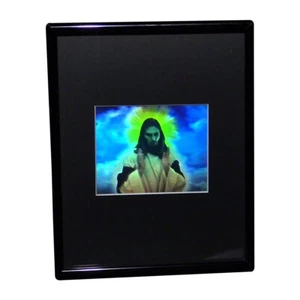 3D Jesus kleines Hologramm Bild GERAHMT, geprägtes Typ animiertes Stereogramm - Bild 1 von 7
