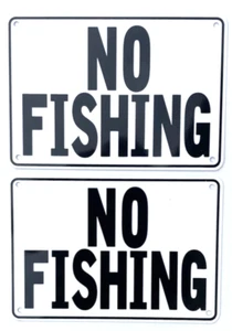 "NO FISHING" 10" x 7" Warning Signs, 2 Sign Set, Heavyweight Aluminum - Picture 1 of 10