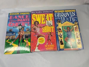 Richard Simmons Dance Your Pants Off Sweat Shout Groovin House Lot 3 VHS Sealed - Imagen 1 de 5