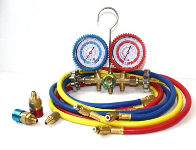 A/C Manifold Dual Gauge Set R134A R12 R22 R502 ACME HVAC AC Auto 5FT Hose
