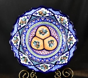 Talavera Hand Painted Decor Oval Scalloped Plate Tray Puebla Mexico Casa Juquila - Picture 1 of 13