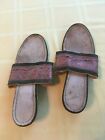 1950s Vintage Hand-tooled Leather Slides from Thailand size 9-10