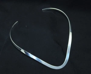 .925 Sterling Silver Plated Choker Collar Necklace V Shape Wide Fashion Jewelry - Picture 1 of 5