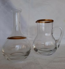 Decanter Vino e Caraffa in CRISTALLO, con Bordatura in ORO.