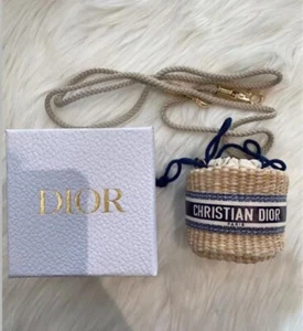 Christian Dior Straw Pouch Mini Shoulder Bag VIP Limited Novelty Box New - Picture 1 of 4