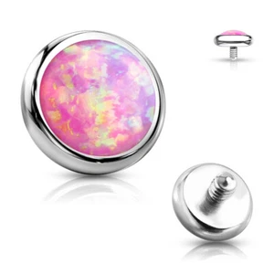 1 Pc 14G Surgical Steel Internal Threaded Flat Opal Stone Dermal Anchor Top 4 mm - Picture 1 of 15
