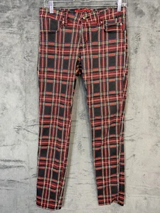 Jeans vintage Tripp NYC donna 28 rosso tartan plaid punk gotico pantaloni rocker anni 90 - Foto 1 di 18