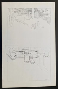 BUILDING PLANS & DESIGNS OF FRANK LLOYD WRIGHT WASMUTH PLATE 52 GLASNER HOUSE - Picture 1 of 6